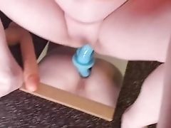 Bouncing On A Little Blue Assfuck Fake Penis
