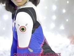 'nubile Lightskin Dark-hued Princess Cosplays As D.va From Overwatch And Squirts Five Times On Big Black Cock'