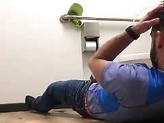 Very First-timer Slow Mo Public Rest Room Self Piss